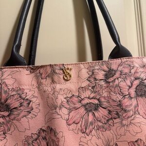 PINK Victoria's Secret Pink and Black Floral Tote Bag